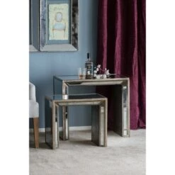 Best reviews of 🧨 A&B Home Set of 2 Waverly Mirrored Nested Side Tables Mirrored/Brown - A&B Home 🤩 -End And Side Tables shop unnamed file 47