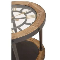 Hot Sale 🔔 Olivia & May Industrial Side Table with Clock Tabletop Brown - Olivia & May 😀 -End And Side Tables shop unnamed file 4701