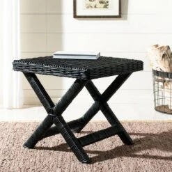 Coupon 🔔 Wicker X Side Table - Safavieh Black ✔️