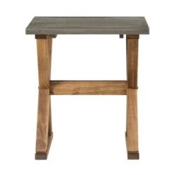 Best Pirce ⌛ Xavier Farmhouse Trestle Leg Distressed Side Table - Saracina Home Gray/brown 🔥 -End And Side Tables shop unnamed file 4740