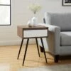 Budget 🔔 Mid-Century Modern Fluted Drawer Side Table - Saracina Home Solid White/dark Walnut 👏 -End And Side Tables shop unnamed file 4742