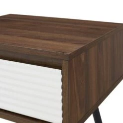 Budget 🔔 Mid-Century Modern Fluted Drawer Side Table - Saracina Home Solid White/dark Walnut 👏 -End And Side Tables shop unnamed file 4746