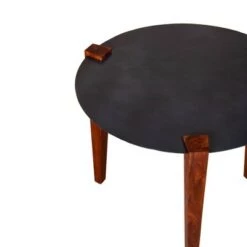 Hot Sale ⭐ 20" Round Metal Top Side End Table with Tapered Legs Brown/Black - The Urban Port 👏