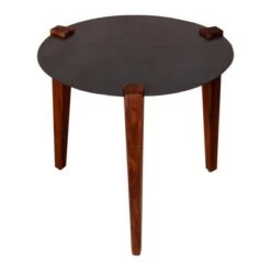 Hot Sale ⭐ 20" Round Metal Top Side End Table with Tapered Legs Brown/Black - The Urban Port 👏 -End And Side Tables shop unnamed file 4753