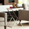Coupon 🥰 Rectangular Folding Side Table with Removable Tray White/Chrome - Danya B. 💯 -End And Side Tables shop unnamed file 4765