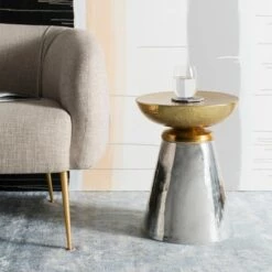 New β¨ Dov Drum Side Table Gold - Safavieh π€©
