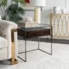 Budget 🤩 Caelan Glass Side Table Dark Brown - Safavieh 💯