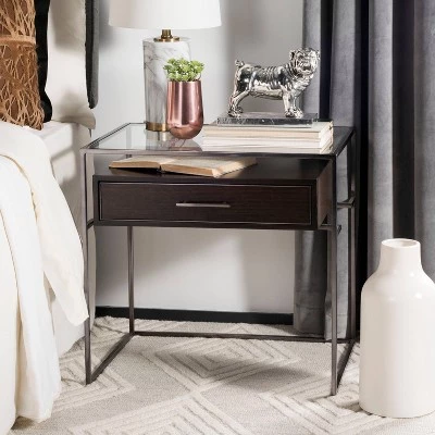 Budget π€© Caelan Glass Side Table Dark Brown - Safavieh π― 4 Budget π€© Caelan Glass Side Table Dark Brown - Safavieh π― - Image 2