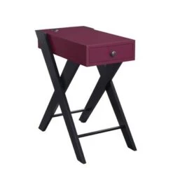Promo ✔️ Fierce Side Table with USB Charging Dock - Acme Furniture Burgundy/black 🤩 -End And Side Tables shop unnamed file 4962