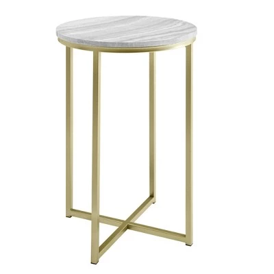 Flash Sale π Vivian Glam X Leg Round Side Table - Saracina Home Faux Marble Gray/gold π₯° 10 Flash Sale π Vivian Glam X Leg Round Side Table - Saracina Home Faux Marble Gray/gold π₯° - Image 8