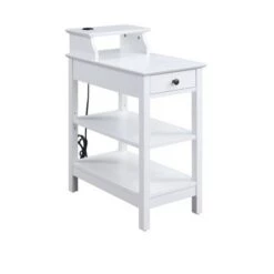 Brand new ✨ Slayer Side Table with USB Charging Dock - Acme Furniture White 🌟 -End And Side Tables shop unnamed file 5036