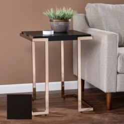 Best Pirce 🔥 Sanlos Side Table Black/Champagne - Aiden Lane 😀 -End And Side Tables shop unnamed file 5082