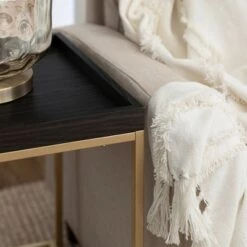 Best deal 🔔 Rosalyn Urban Industrial Glam Square Tray Side Table with Metal Mesh Shelf Graphite/Gold - Saracina Home ✨ -End And Side Tables shop unnamed file 5113