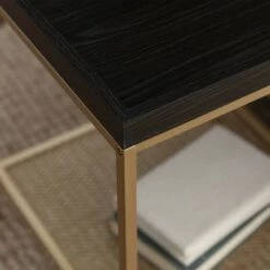 Best deal 🔔 Rosalyn Urban Industrial Glam Square Tray Side Table with Metal Mesh Shelf Graphite/Gold - Saracina Home ✨ -End And Side Tables shop unnamed file 5115