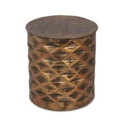 Hot Sale 🥰 Massie Modern Glam Handcrafted Diamond Pattern Aluminum Side Table - Christopher Knight Home Antique Brass 🛒 -End And Side Tables shop unnamed file 5173