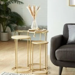 Flash Sale 🔔 Olivia & May Set of 3 Glam Metal Accent Tables Gold - Olivia & May 👍
