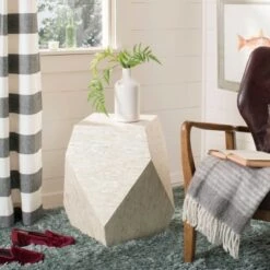 Buy π Lea Mosaic Geometric Side Table Light Beige - Safavieh β