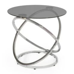New 🔔 Silvia Modern Glass Top Round Side Table Gray/Chrome - Christopher Knight Home ⌛ -End And Side Tables shop unnamed file 5246