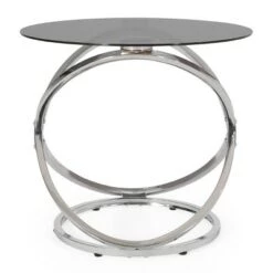 New 🔔 Silvia Modern Glass Top Round Side Table Gray/Chrome - Christopher Knight Home ⌛ -End And Side Tables shop unnamed file 5247
