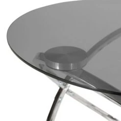New 🔔 Silvia Modern Glass Top Round Side Table Gray/Chrome - Christopher Knight Home ⌛ -End And Side Tables shop unnamed file 5251