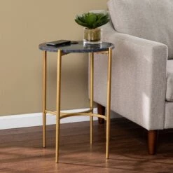 Wholesale 💯 Vonceach Side Table with Wireless Charging Station Gold - Aiden Lane 🌟 -End And Side Tables shop unnamed file 5254