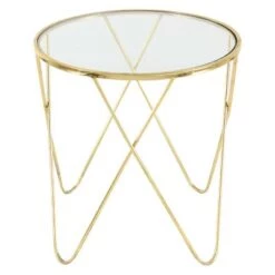 Brand new β Metal and Glass Gold Colored (Set of 3) Accent Tables Gold - Olivia & May β