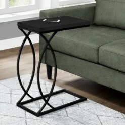New 😀 Monarch Specialties 24 Inch Glossy Metal Accent C Shaped Side Couch Table for Living Rooms, Sitting Areas, or Bedrooms, Black ⌛ -End And Side Tables shop unnamed file 5338