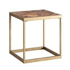 Best Sale π€© Darheath Reclaimed Wood Patchwork End Table Natural/Brass - Aiden Lane π