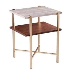 Cheap 👏 Amelia Square Faux Marble End Table with Storage Brass - Aiden Lane 🔔 -End And Side Tables shop unnamed file 5380