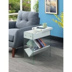 Outlet π― Soho Flip Top End Table with Charging Station - Breighton Home White π