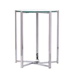 Deals ✔️ Dandelion Round End Table with Faux Marble Glass Top Silver - Aiden Lane ⭐ -End And Side Tables shop unnamed file 5550