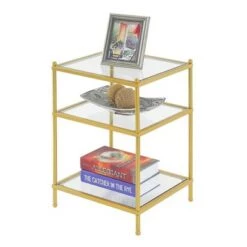 Promo 🌟 Breighton Home Royal Crest End Table - Johar Furniture Gold ⌛