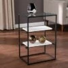 Discount 🎉 Ghullrio Glass Top End Table with Storage Black/White - Aiden Lane 🥰 -End And Side Tables shop unnamed file 5604