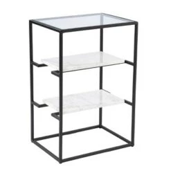 Discount 🎉 Ghullrio Glass Top End Table with Storage Black/White - Aiden Lane 🥰 -End And Side Tables shop unnamed file 5606