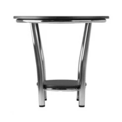 Budget 💯 Maya Round End Table, Black Top, Metal Legs - Black, Metal - Winsome 🎁