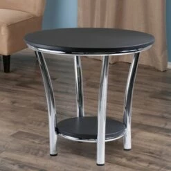 Budget 💯 Maya Round End Table, Black Top, Metal Legs - Black, Metal - Winsome 🎁 -End And Side Tables shop unnamed file 5628