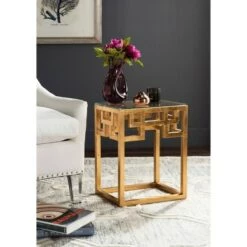 Best reviews of 🤩 Burbage End Table Gold/Clear - Safavieh 👍