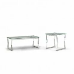 Hot Sale ✔️ 2pc Lindria Glass Top Coffee Table Set - miBasics Chrome 😉 -End And Side Tables shop unnamed file 568