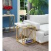 Promo ⭐ St Andrews End Table White/Gold - Breighton Home 👍