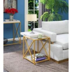 Promo ⭐ St Andrews End Table White/Gold - Breighton Home 👍
