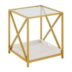 Promo ⭐ St Andrews End Table White/Gold - Breighton Home 👍 -End And Side Tables shop unnamed file 5779