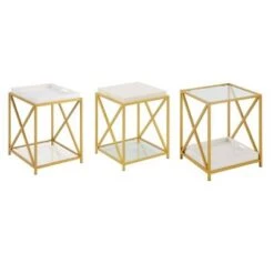 Promo ⭐ St Andrews End Table White/Gold - Breighton Home 👍 -End And Side Tables shop unnamed file 5781