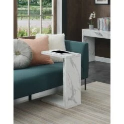 Cheapest 👍 Northfield Admiral C End Table White Faux Marble - Breighton Home 🧨