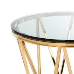 Budget 🔥 Delsy Glass Top End Table Gold - Safavieh 🧨 -End And Side Tables shop unnamed file 5806