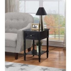 Wholesale 🧨 Breighton Home Country Oxford End Table with Charging Station - Johar Furniture Black 🛒