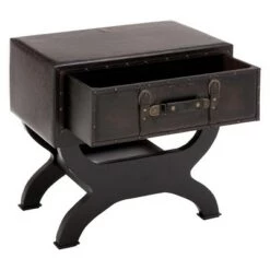 Coupon 😉 Faux Leather Trunk End Table Brown - Olivia & May 🔔 -End And Side Tables shop unnamed file 5833