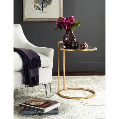 New π― Calvin Round Gold Leaf End Table - Gold/Mirror - Safavieh π 3 New π― Calvin Round Gold Leaf End Table - Gold/Mirror - Safavieh π