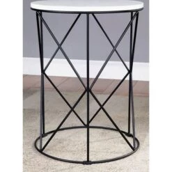 New 🎉 3pc Melmar White Top Nesting Table White/Black - HOMES: Inside + Out 🔥 -End And Side Tables shop unnamed file 585