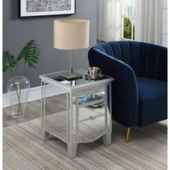 Hot Sale 😀 Gold Coast Park Lane Mirrored End Table Silver/Mirror - Breighton Home 💯