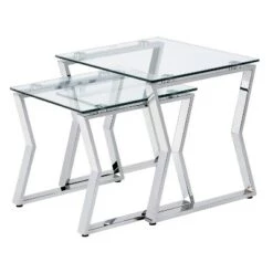 Cheapest ✨ Frezna Nesting Table with Glass Top - miBasics Chrome ⭐ -End And Side Tables shop unnamed file 589